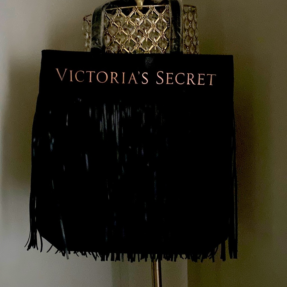 Victoria Secret bag New Black with gold letters looks like horsehair strings ⭐️